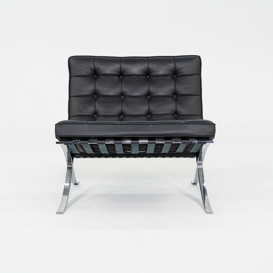 2010s Mies van der Rohe for Knoll Barcelona Lounge Chair Black Leather 3x Avail