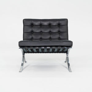 2010s Mies van der Rohe for Knoll Barcelona Lounge Chair Black Leather 3x Avail