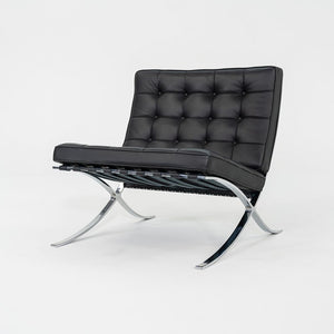 2010s Mies van der Rohe for Knoll Barcelona Lounge Chair Black Leather 3x Avail