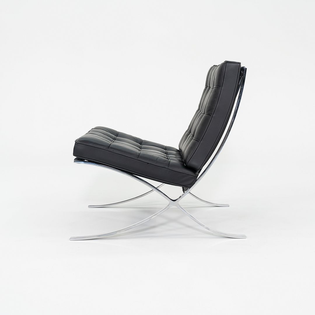 2010s Mies van der Rohe for Knoll Barcelona Lounge Chair Black Leather 3x Avail