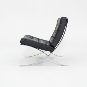 2010s Mies van der Rohe for Knoll Barcelona Lounge Chair Black Leather 3x Avail