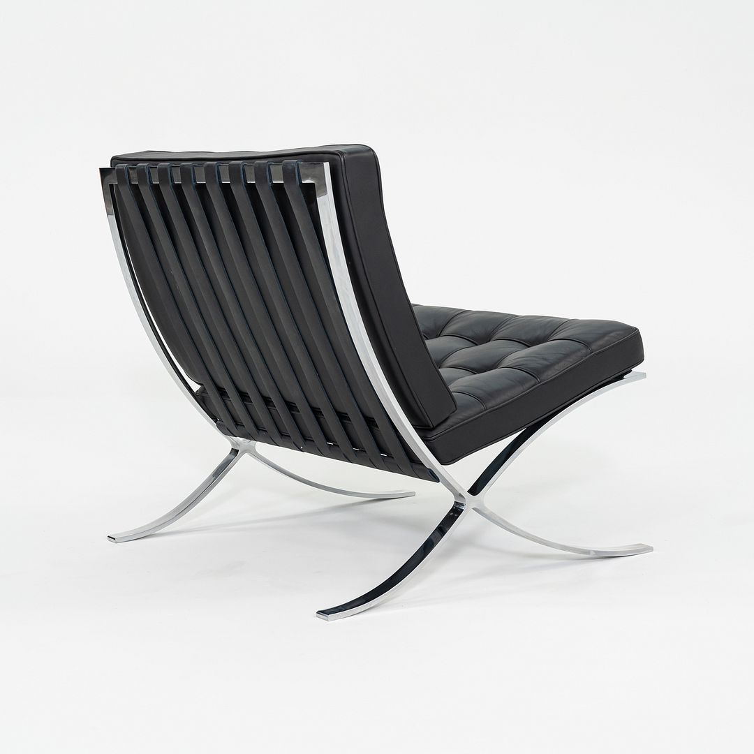 2010s Mies van der Rohe for Knoll Barcelona Lounge Chair Black Leather 3x Avail