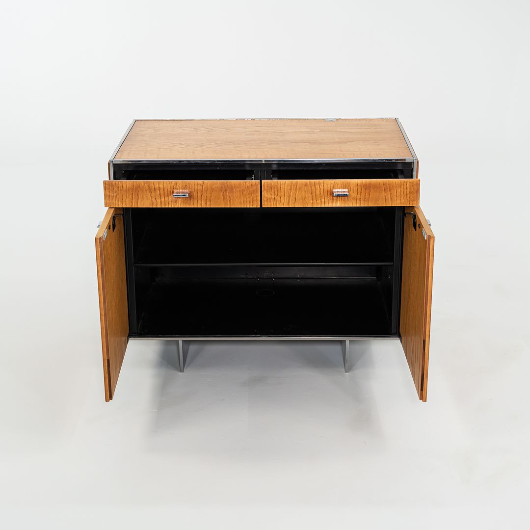 SOLD 1970s Davis Allen of SOM Custom Oak and Chrome Cabinet for General Fireproofing Co.