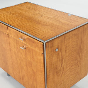 SOLD 1970s Davis Allen of SOM Custom Oak and Chrome Cabinet for General Fireproofing Co.