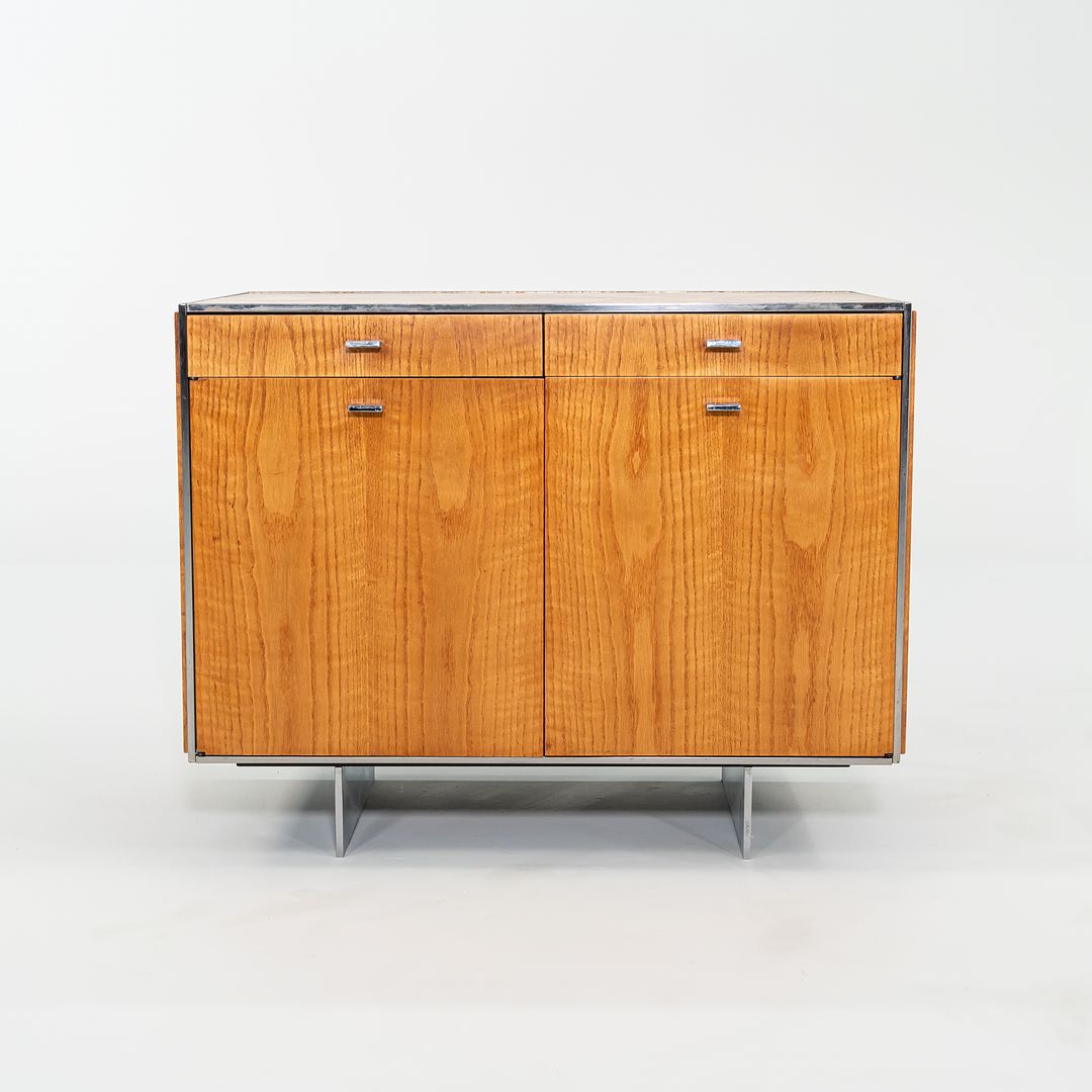 SOLD 1970s Davis Allen of SOM Custom Oak and Chrome Cabinet for General Fireproofing Co.
