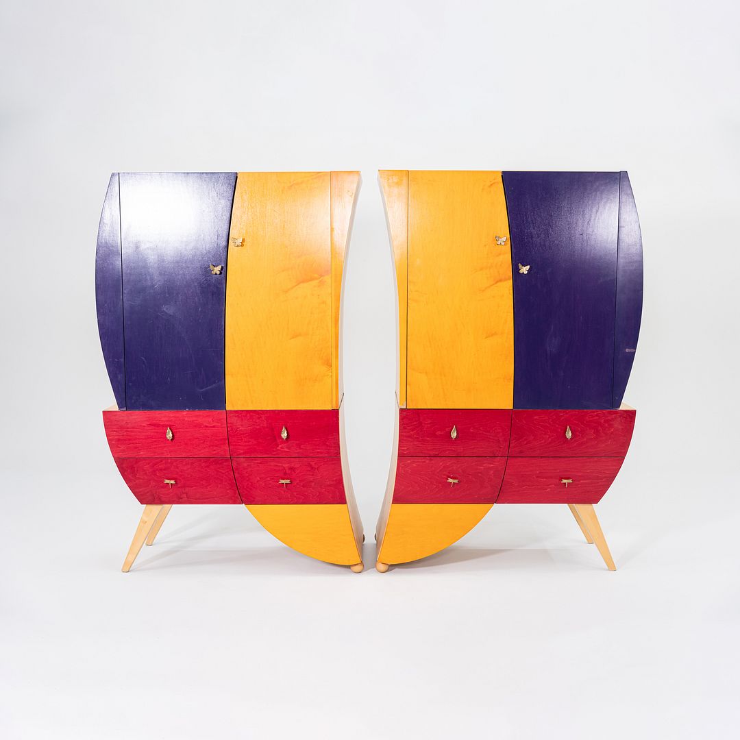 1990s Postmodern Sculptural Studio Craft Color Block Maple Armoire / Cabinet (Right)