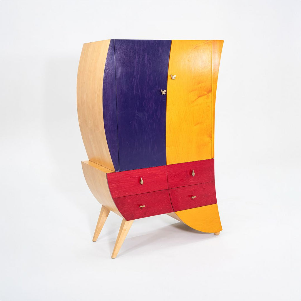 1990s Postmodern Sculptural Studio Craft Color Block Maple Armoire / Cabinet (Left)