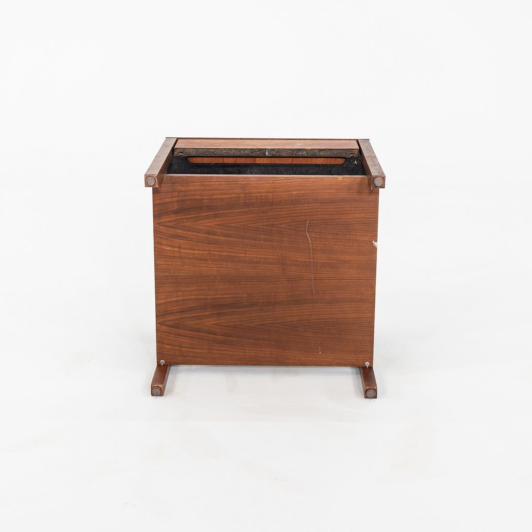 1960s Florence Knoll Walnut Bedside Table / Cabinet with Laminate Top w/ Drawer