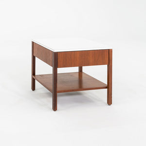 1960s Florence Knoll Walnut Bedside Table / Cabinet with Laminate Top w/ Drawer