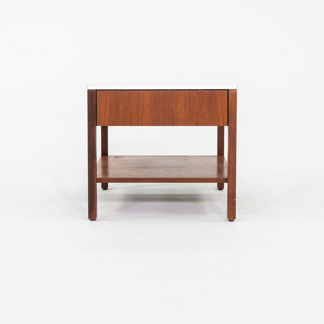 1960s Florence Knoll Walnut Bedside Table / Cabinet with Laminate Top w/ Drawer