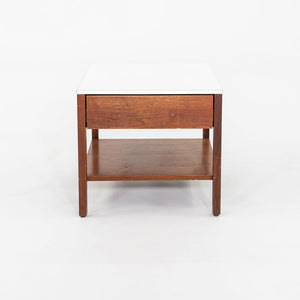 1960s Florence Knoll Walnut Bedside Table / Cabinet with Laminate Top w/ Drawer