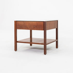 1960s Florence Knoll Walnut Bedside Table / Cabinet with Laminate Top w/ Drawer