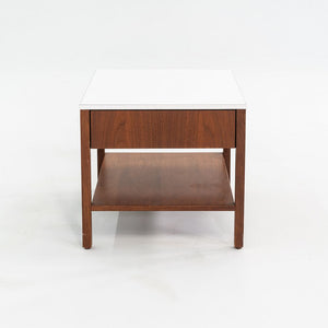 1960s Florence Knoll Walnut Bedside Table / Cabinet with Laminate Top w/ Drawer