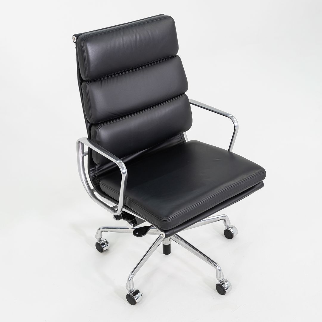 SOLD 2019 Herman Miller Eames Soft Pad Executive Desk Chair in Black Leather with Pneumatic Base