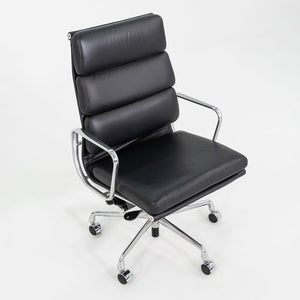 SOLD 2019 Herman Miller Eames Soft Pad Executive Desk Chair in Black Leather with Pneumatic Base