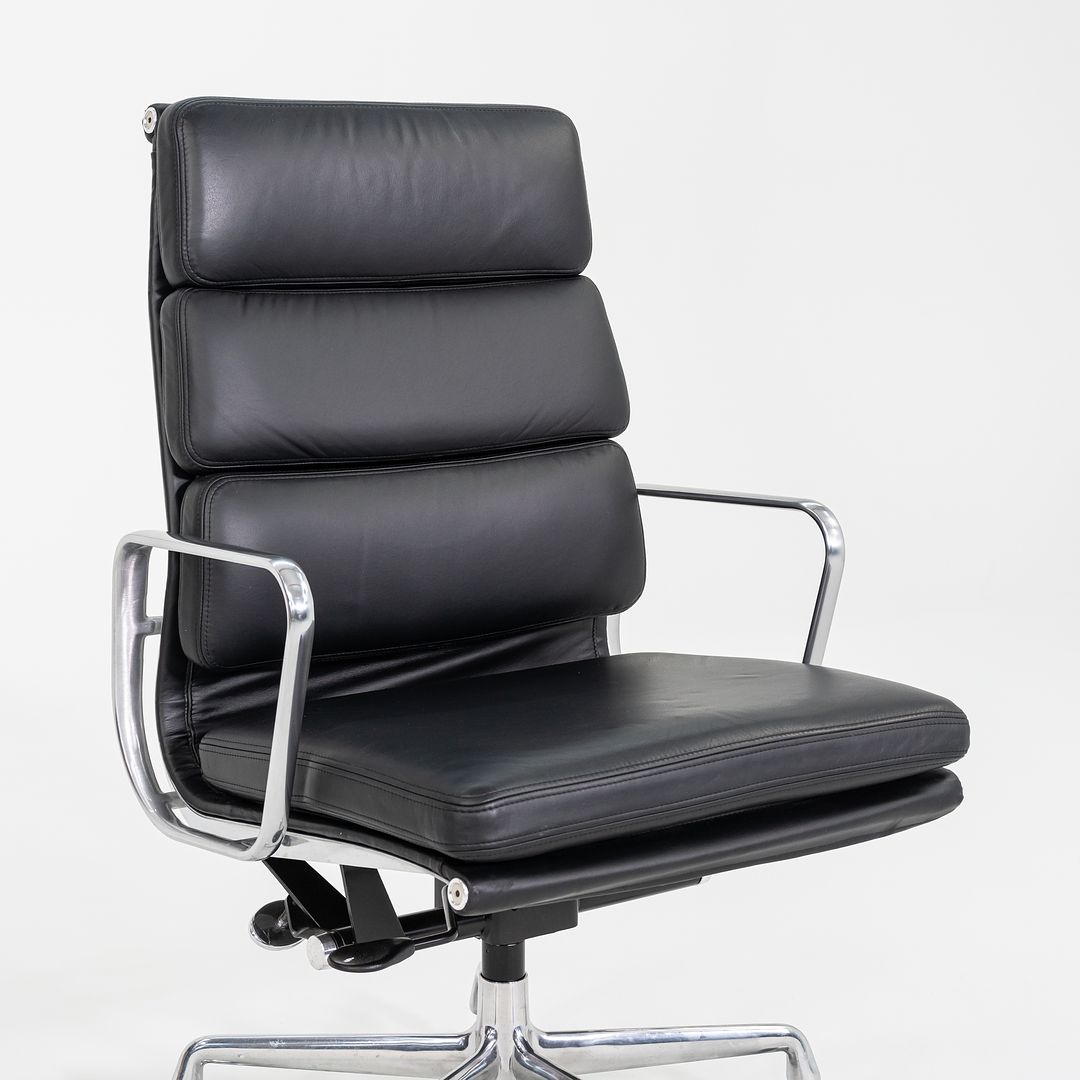 SOLD 2019 Herman Miller Eames Soft Pad Executive Desk Chair in Black Leather with Pneumatic Base