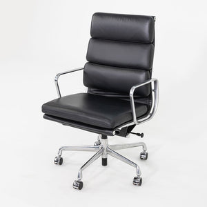 SOLD 2019 Herman Miller Eames Soft Pad Executive Desk Chair in Black Leather with Pneumatic Base