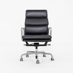 SOLD 2019 Herman Miller Eames Soft Pad Executive Desk Chair in Black Leather with Pneumatic Base