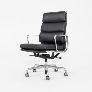 SOLD 2019 Herman Miller Eames Soft Pad Executive Desk Chair in Black Leather with Pneumatic Base