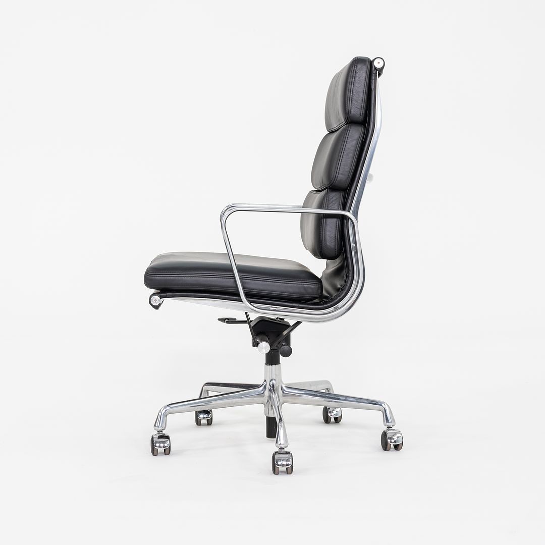 SOLD 2019 Herman Miller Eames Soft Pad Executive Desk Chair in Black Leather with Pneumatic Base