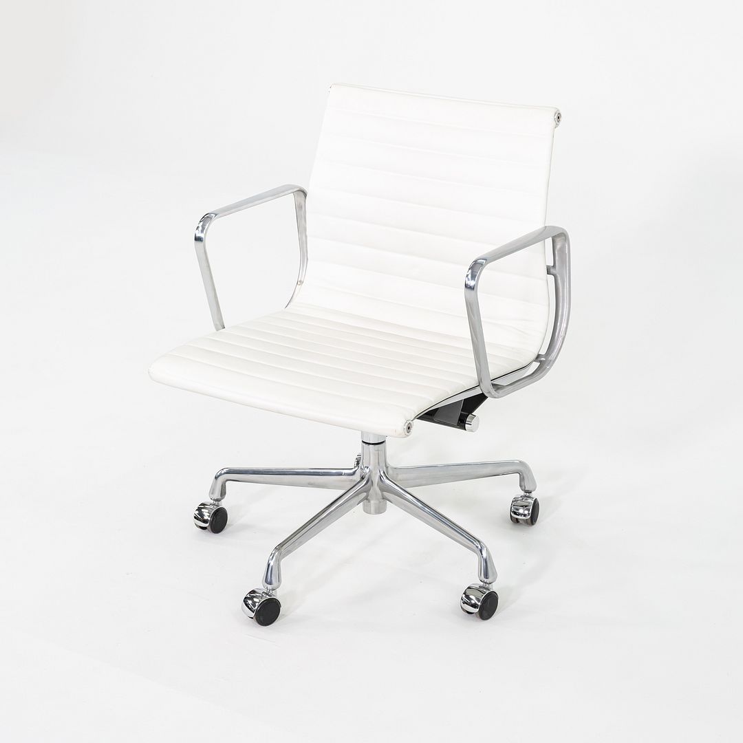2023 Herman Miller Eames Aluminum Group Management Desk Chair in White Leather