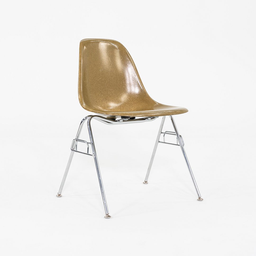 C. 2018 Set of Three Eames Modernica Stacking Side / Dining Chairs Dark Yellow