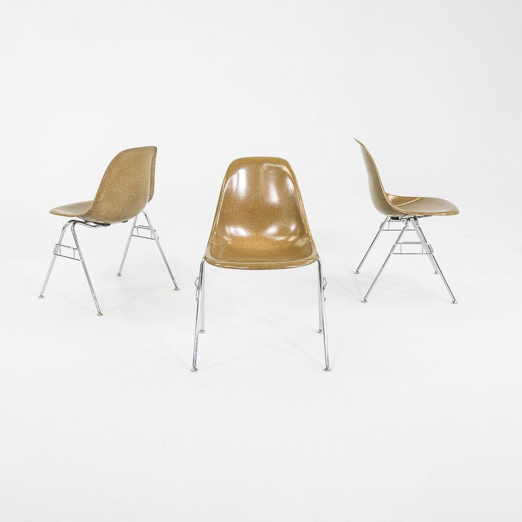 C. 2018 Set of Three Eames Modernica Stacking Side / Dining Chairs Dark Yellow