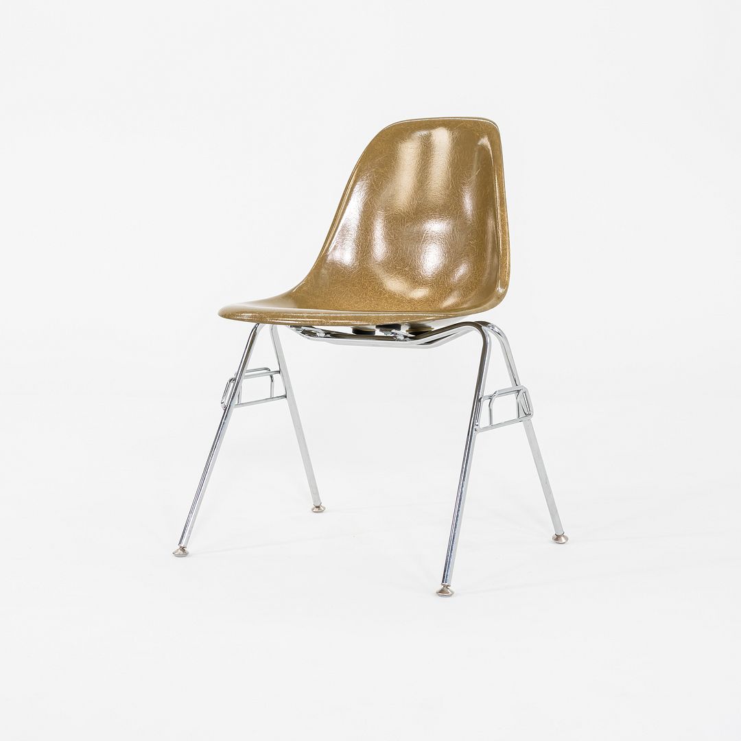 C. 2018 Set of Three Eames Modernica Stacking Side / Dining Chairs Dark Yellow