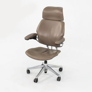 2010s Humanscale Freedom Executive Desk Chair Beige Leather & Polished Aluminum