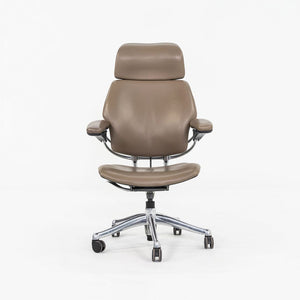 2010s Humanscale Freedom Executive Desk Chair Beige Leather & Polished Aluminum