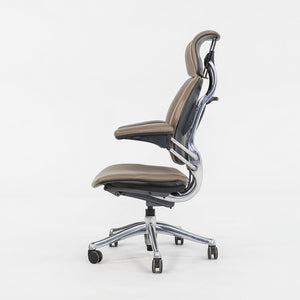 2010s Humanscale Freedom Executive Desk Chair Beige Leather & Polished Aluminum