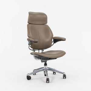 2010s Humanscale Freedom Executive Desk Chair Beige Leather & Polished Aluminum
