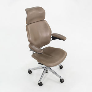 2010s Humanscale Freedom Executive Desk Chair Beige Leather & Polished Aluminum