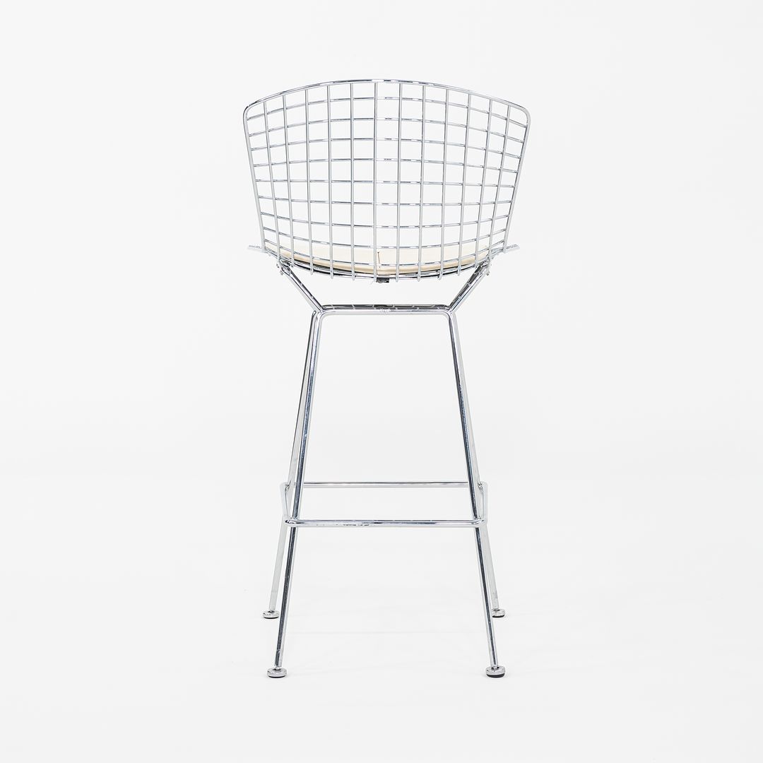 2011 Harry Bertoia for Knoll Chrome Bar Stools with Ivory Fabric Seat Pads 4x Available