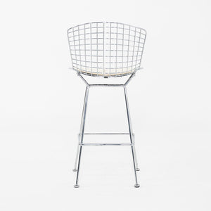 2011 Harry Bertoia for Knoll Chrome Bar Stools with Ivory Fabric Seat Pads 4x Available