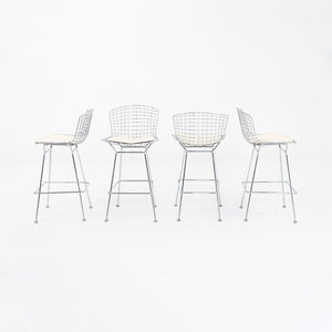 2011 Harry Bertoia for Knoll Chrome Bar Stools with Ivory Fabric Seat Pads 4x Available