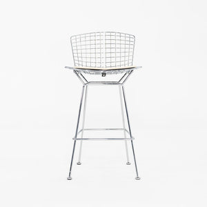 2011 Harry Bertoia for Knoll Chrome Bar Stools with Ivory Fabric Seat Pads 4x Available