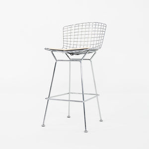2011 Harry Bertoia for Knoll Chrome Bar Stools with Ivory Fabric Seat Pads 4x Available