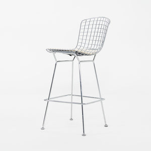 2011 Harry Bertoia for Knoll Chrome Bar Stools with Ivory Fabric Seat Pads 4x Available