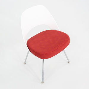 2011 Eero Saarinen for Knoll Armless Executive Side / Dining Chairs in White with Red Fabric 1x Available