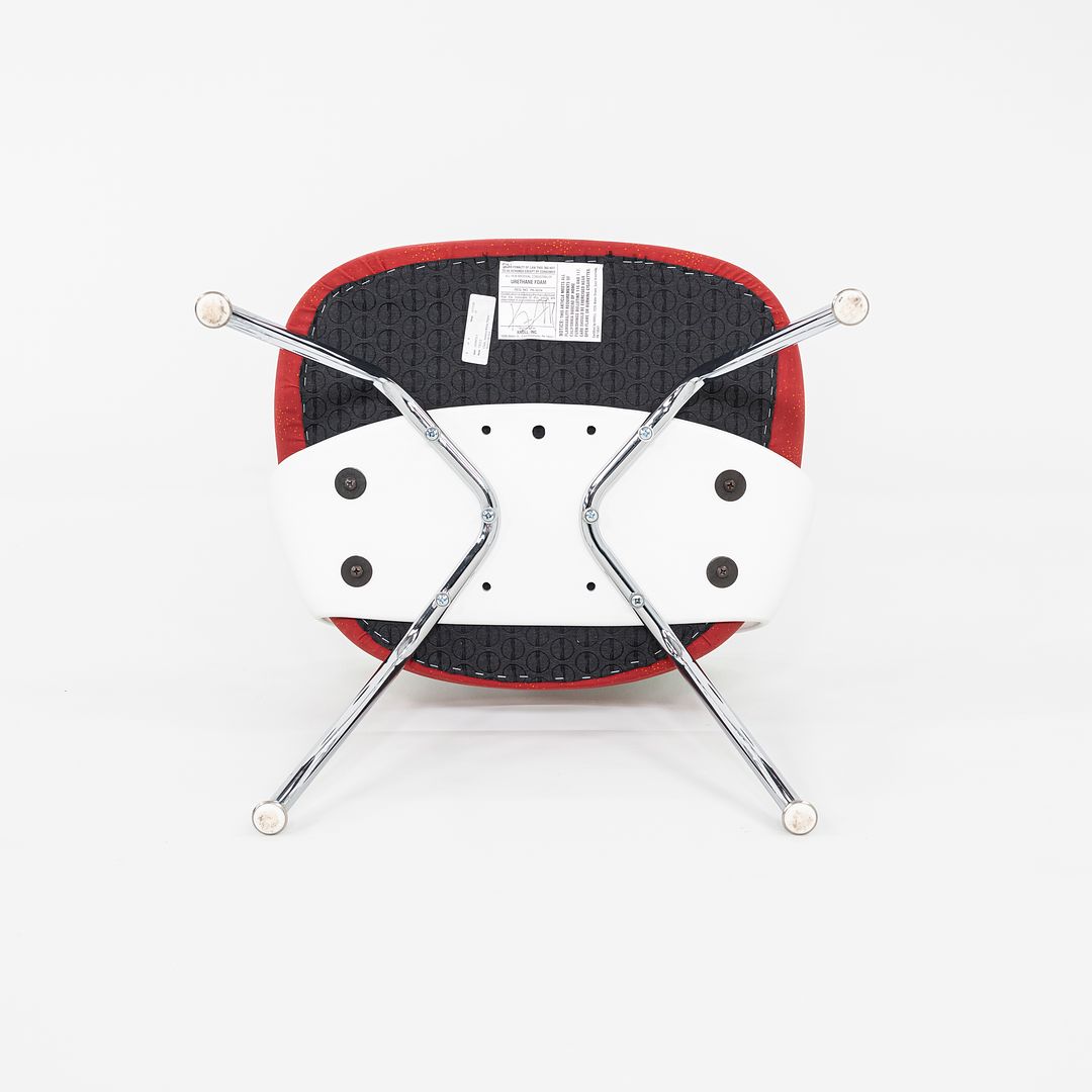 2011 Eero Saarinen for Knoll Armless Executive Side / Dining Chairs in White with Red Fabric 1x Available