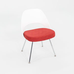 2011 Eero Saarinen for Knoll Armless Executive Side / Dining Chairs in White with Red Fabric 1x Available
