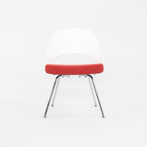 2011 Eero Saarinen for Knoll Armless Executive Side / Dining Chairs in White with Red Fabric 1x Available
