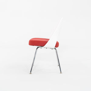 2011 Eero Saarinen for Knoll Armless Executive Side / Dining Chairs in White with Red Fabric 1x Available
