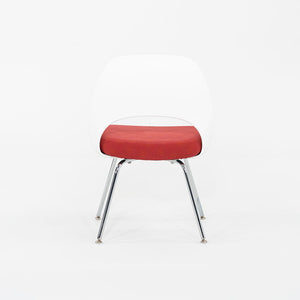 2011 Eero Saarinen for Knoll Armless Executive Side / Dining Chairs in White with Red Fabric 1x Available