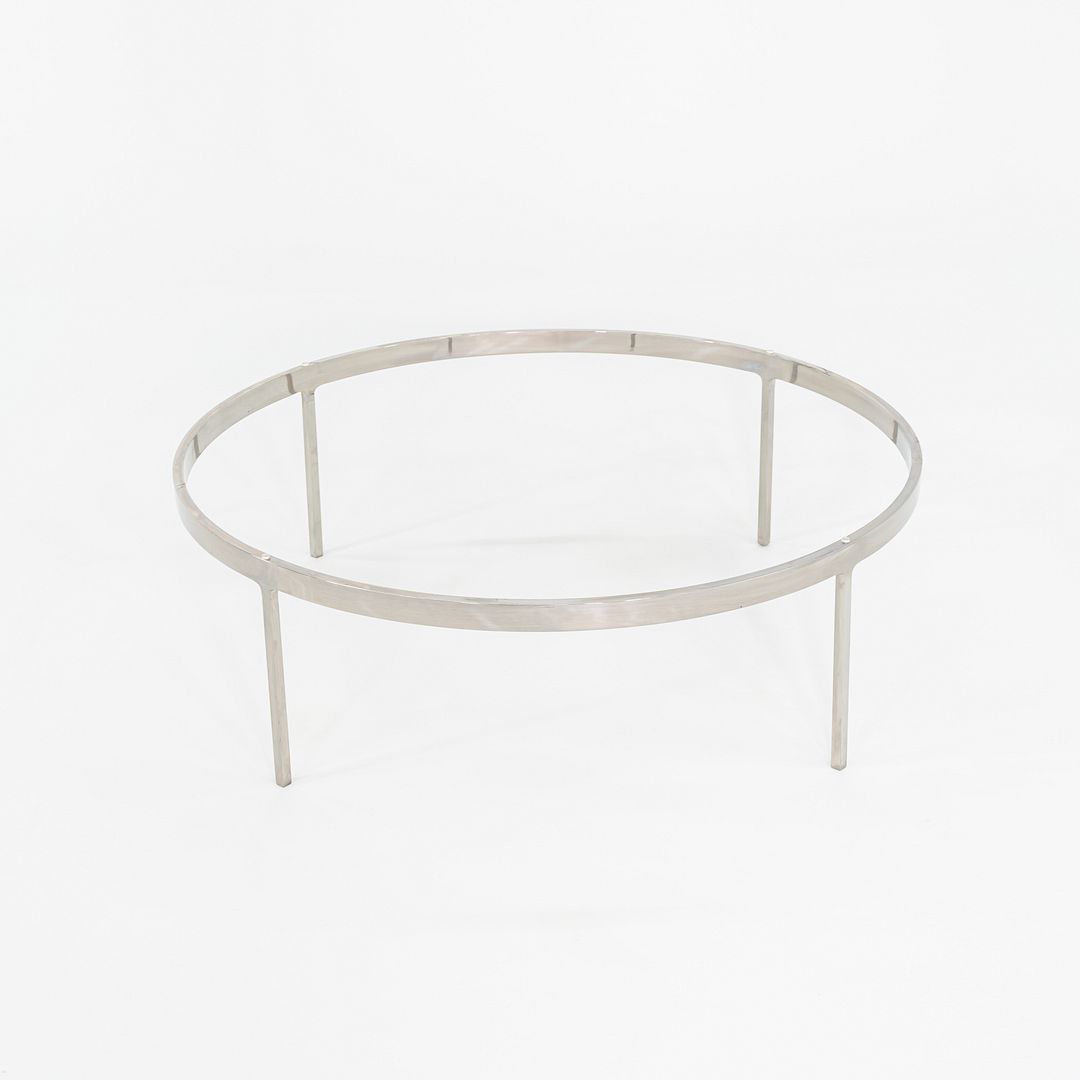 1990s Nicos Zographos Polished Stainless Steel and Glass Coffee Table TA.35.42G