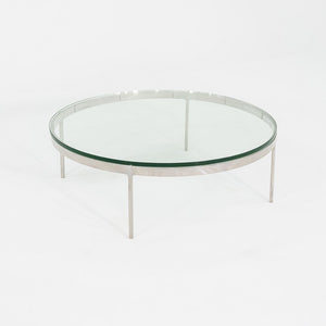 1990s Nicos Zographos Polished Stainless Steel and Glass Coffee Table TA.35.42G