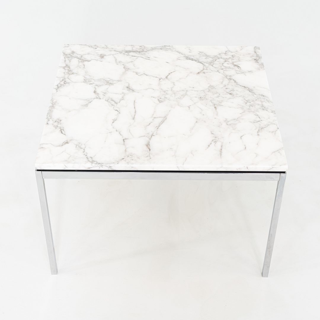 2013 Florence Knoll Coffee / End Table Polished Arabescato Marble Top 29x29x19