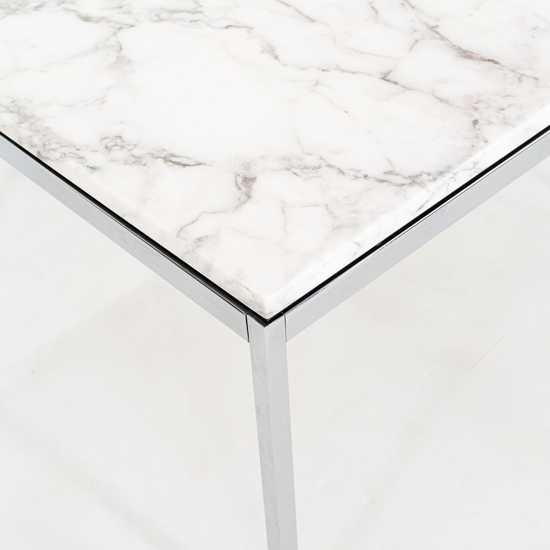 2013 Florence Knoll Coffee / End Table Polished Arabescato Marble Top 29x29x19