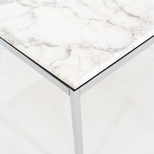 2013 Florence Knoll Coffee / End Table Polished Arabescato Marble Top 29x29x19